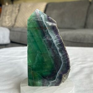 Fluorite and pyrite semi polished point